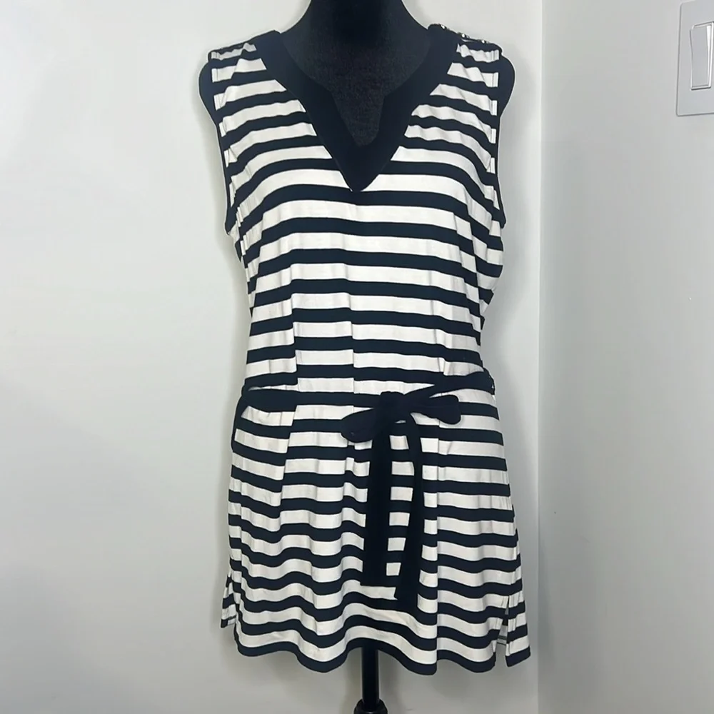 White House Black market women’s V-neck tank top black-and-white size large - Picture 3 of 8